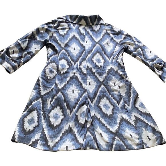 Vertigo Paris NWT Ikat Eye Double-Breasted Coat London Blue Geometric Print XS - Picture 2 of 5